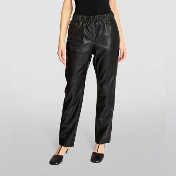 Anine Bing Vegan Leather Colton Black Pants Straight Leg Trousers Size L - Picture 4 of 14